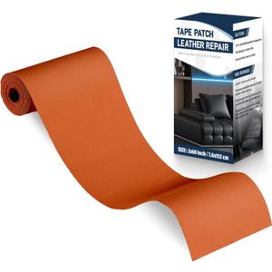 2 x Zenyao Leather Repair Patch Tape - Self Adhesive Leather Repair Kit for Car Seat Furniture, Heavy Duty Vinyl Repair Patch for Couch Sofa, Waterproof for Rips Scratches Tears, 3x60 Inch Roll, Orange