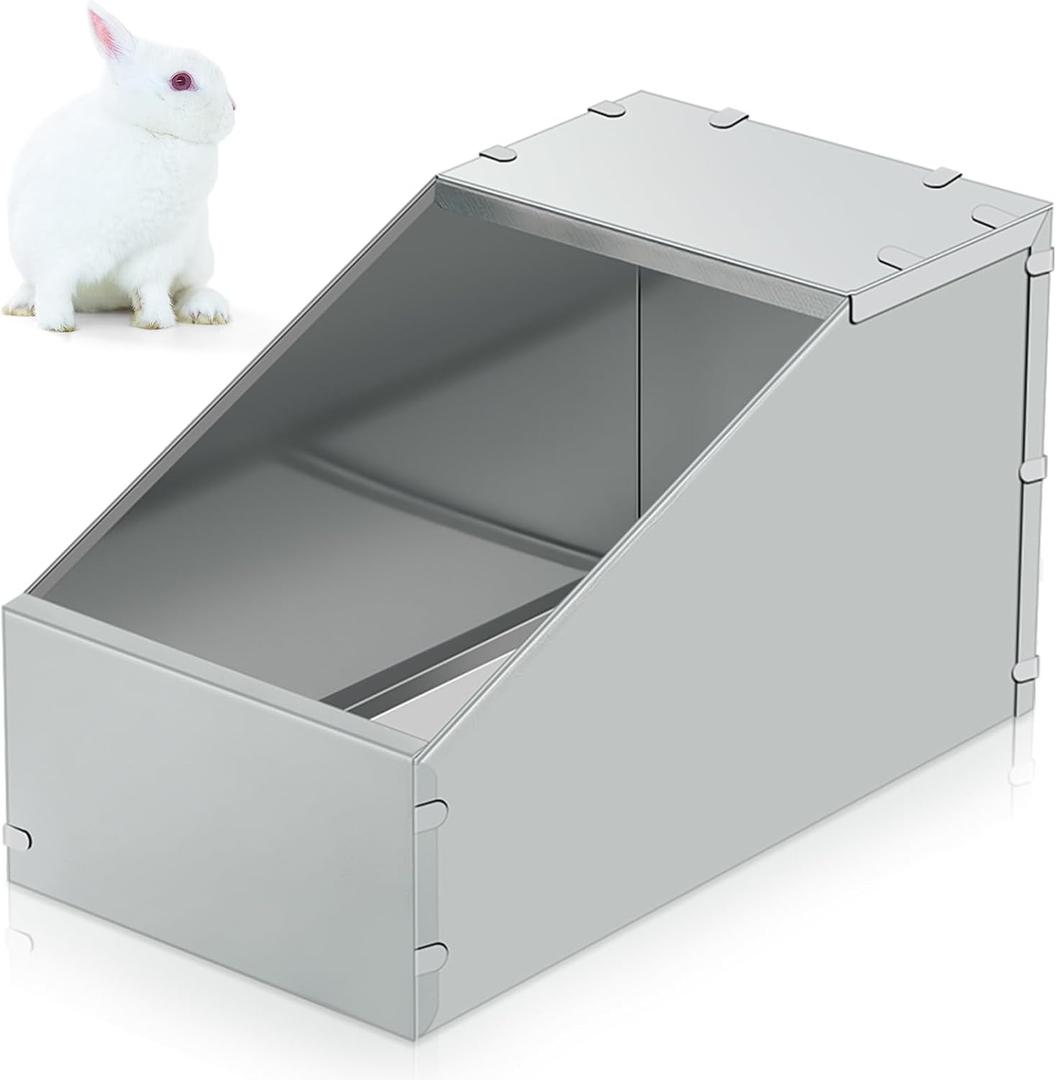 Maxcheck Galvanized Metal Rabbit Nesting Box Small Animal Nest with Removable Acrylic Floor Durable Easy to Clean for Indoor Outdoor Use Rabbit Supplies(1 Pcs,20 * 14 * 12 Inch)