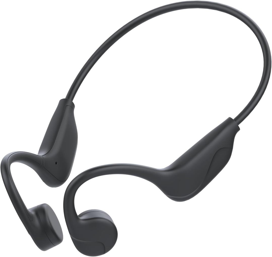 CPTEA Bone Conduction Headphones, Open Ear, Bluetooth V6.0, IPX5, Sweat Resistant, 10Hrs Playtime, Comfortable Fit Sports Wireless Earbuds with Built-in Mic for Running, Gym, Cycling, Outdoor, Black