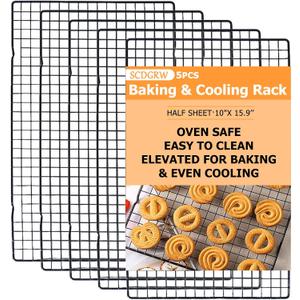 5PCS Cooling Racks for Cooking and Baking 10" x 16" Wire Rack Baking Rack, Cookie Rack, Heavy Duty Stainless Steel Wire Rack for Grilling, Roasting, Cooking, Drying