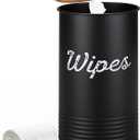 Wipe Holder with Bamboo Lid for Kitchen Disinfectant Wipes Dispenser Farmhouse Countertop Sanitizing Wipe Metal Storage Container Organizer Caddy Bathroom Office up to 80 Cont(Black)