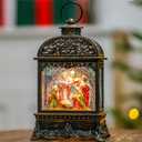 Christmas Snow Globes, Manger Snowflake Ball Adoration of The Magi Nativity Scene, Silent Night Music Water Lantern, Holiday Decorations Gifts for Family, Children or Friends (10.125'' Nativity)