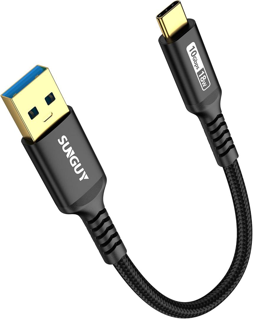SUNGUY 10Gbps 6 inch/0.5FT Android Auto USB Cable, 3A USB C 3.1 Gen2 Cable Data Transfer, USB C CarPlay Cable Fast Charging Compatible with iPhone 17/16/15 Series, Samsung Galaxy S25 S24 Ultra, Pixel