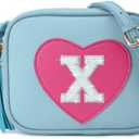 OYLOLA Birthday Gifts for Girl Initial Girls Purse Toddler Purse Kids Purses Toddler Girl Gifts Heart Purses for Girls Blue X