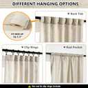 MYSKY HOME Cotton Curtains for Living Room Farmhouse Semi Sheer Light Filtering for Windows, Linen Look Texture Soft Modern Decor Country Style, 50" x 84", Light Oatmeal, 2 Panels