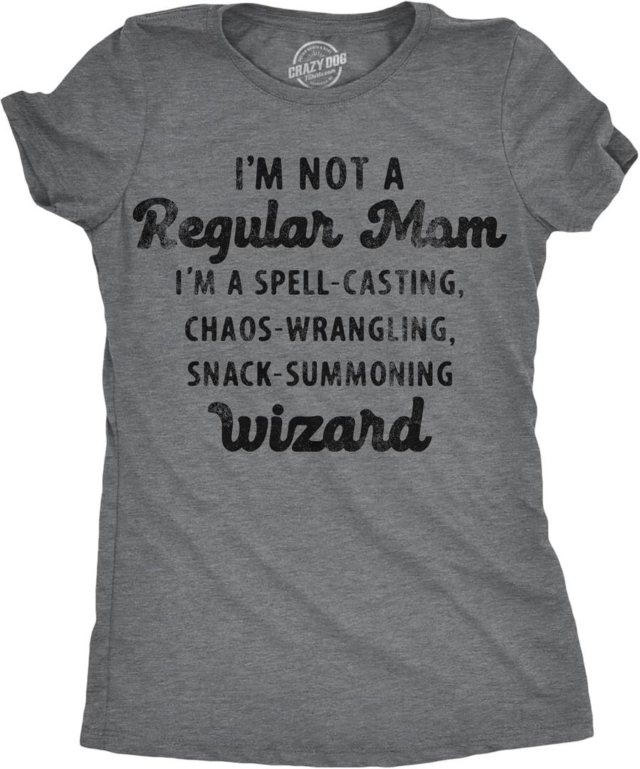 Womens Funny T Shirts Im Not A Regular Mom Sarcastic Wizard Graphic Novelty Tee for Ladies (Medium)