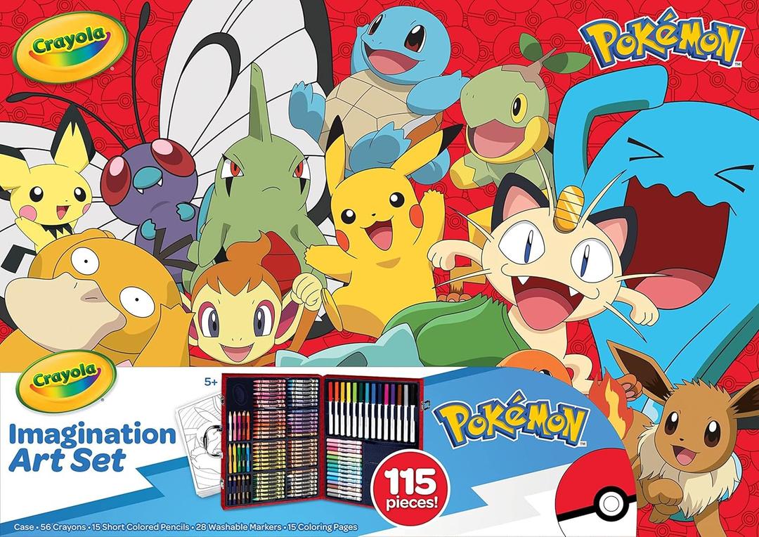 Crayola Pokmon Imagination Art Set (115pcs), Kids Art Kit, Coloring Supplies, Pokemon Toys, Pokemon Gift for Boys & Girls, Ages 5+