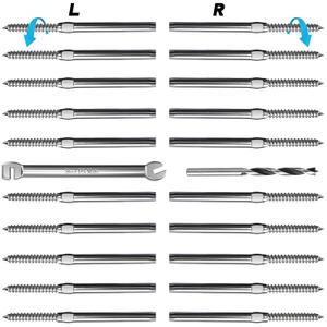 Steel DN Mate 20 Pack 3/16" Swage Lag Screws, T316 Stainless Steel Left & Right Handed Thread, 3/16" Cable Railing Kit for Wood Post, Deck Railing/Stair Railing, DIY Baluster Cable Railing Hardware