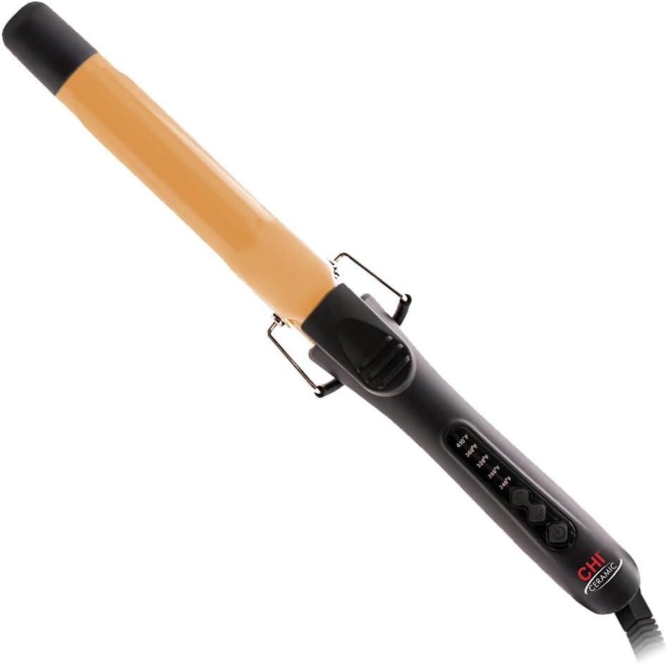 CHI Ceramic Curling Iron, Hair Curler for Smooth & Shiny Curls, Adjustable Temperature & Automatic Shut-Off, 1" Barrel, Black