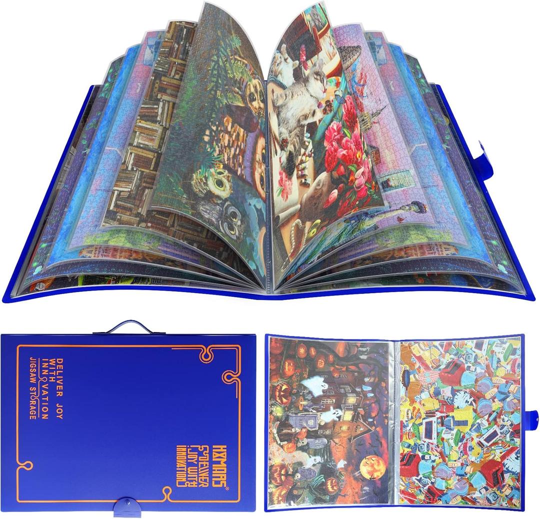 HXMARS Puzzle Storage Folder for 1000-Pieces: Large Capacity Jigsaw Puzzles Organizer Portable with 20 Pockets, Dustproof & Protective Puzzle Accessory