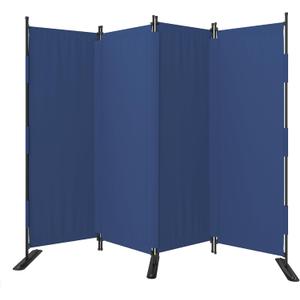 Room Divider, 4 Panel Upgraded Folding Privacy Screen, 88 Highly Secretive Separation with 3 Metal Feet, Partition Screen, Lightweight Freestanding Wall Divider Bedroom (Blue)