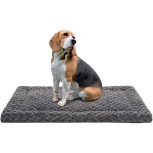 Washable Dog Bed Reversible Dog Beds for Crate Soft Fluffy Kennel Pad Anti-Slip Pet Sleeping Mat for Large Jumbo Medium Small Dogs (Grey, 36.00" x 23.00" x 1.50")