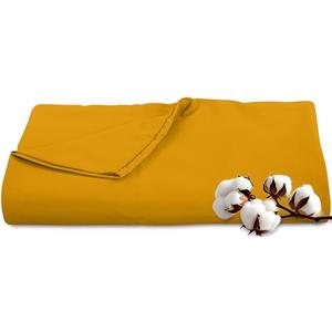 Royale Linens 300 Thread Count 100% Long Staple Combed Cotton Flat Sheet - Super Soft - Top Sheets - Queen Flat Sheet Sold Separately - Breathable, Cool & Crisp Percale Sheets Only (Queen, Yellow)