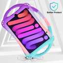 TopEsct Kids Case for iPad mini 7 (A17 Pro) 2024 /iPad Mini6 2021, Shockproof Silicone Cover with Handle Stand for 8.3" iPad mini 6th/7th Gen, Puple and Turquoise