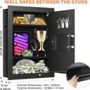 25.6" Tall Fireproof Wall Safes Between the Studs 16" Centers, Heavy Duty Combination Lock in Wall Safe with 2 Removable Shelf, Hidden Safe for Money, Jewelry, Document, Passport