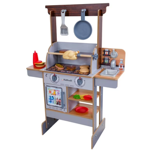 KidKraft Spin & Reveal Wooden Grill & Play Kitchen with Water-Reveal Food & 21 Accessories