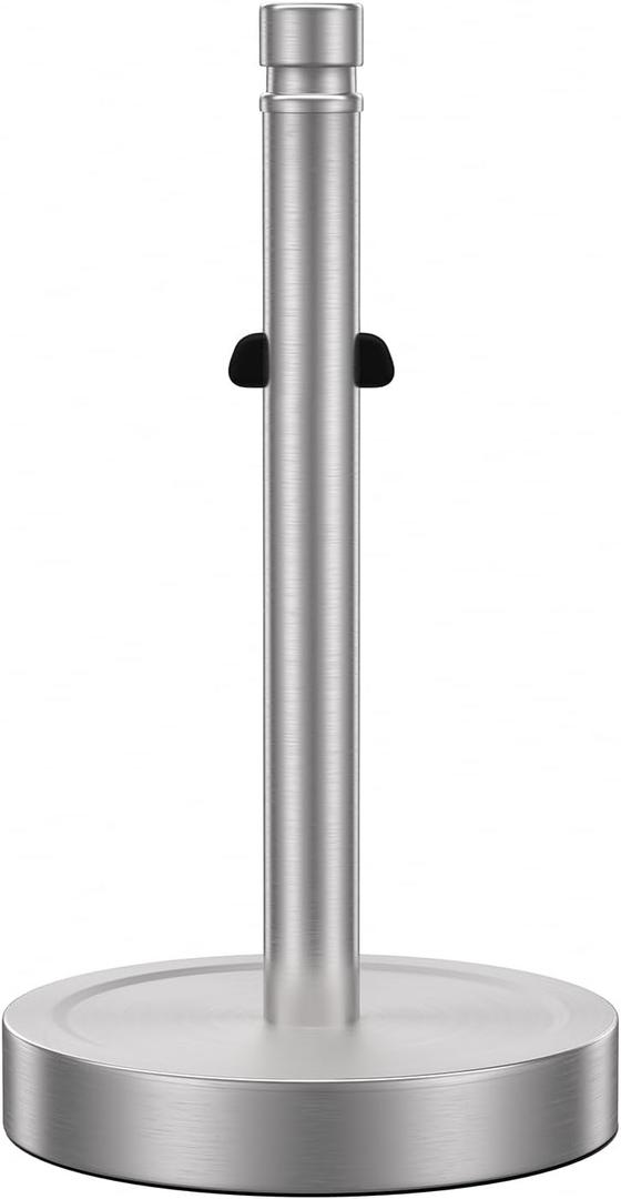 Nickel Paper Towel Holder Countertop,One-Handed Tear, Stainless Steel, Weighted Base Paper Towel Roll Holder Stand,Paper Towel Dispenser for Kitchen Bathroom,Non Slip