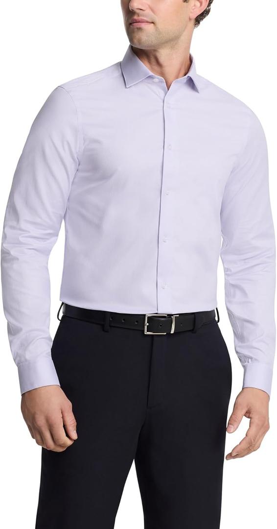 Calvin Klein Men's Dress Shirt Slim Fit Non Iron Stretch Solid (15.5" Neck 32"-33" Sleeve)