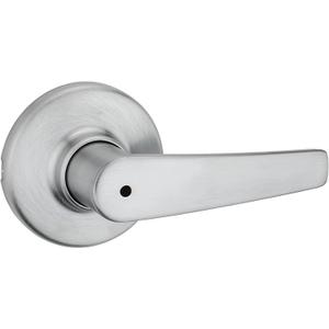 Kwikset Delta Interior Privacy Door Handle with Lock, Door Lever For Bathroom and Bedroom, Satin Chrome Reversible Keyless Turn Lock