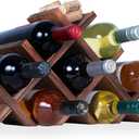 Rustic State Alella Countertop Wood Wine Rack for 8 Bottles Holder and Cork Storage Tabletop Butterfly Sleek Design Freestanding Organizer - Home, Kitchen, Dining Room Bar Dcor - Walnut, Small