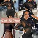 Mesh Top for Women Long Sleeve Mock Neck Mesh Shirt Sheer Top Solid Floral Tee Shirts S-XXL (Black, S)