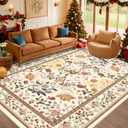 Vintage Floral 8x10 Area Rugs - Floral Washable Rug for Living Room Bedroom Dining Room Kids Playroom Home Decor Non Slip Carpet - Brown (Multi 35)