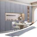 Art3d 4-Pack Glue-On Six-Grid Wainscoting Panel for Interior Wall Decor - 104 x 12 Inch Polystyrene Ultralight Slim Slat Wall Panels for Living Room Bedroom, Slate