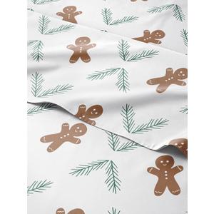 Queen Christmas Gingerbread Cookie Sheet Set - Holiday Xmas Pattern Bedding Set - Deep Pockets - Snug Fit - 4 Piece - Wrinkle Free - Comfy Festive Winter - Holiday Sheets for Women, Men, Kids & Teens