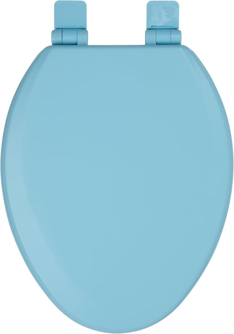 Toilet Seat, Slow Close, Soft Touch, Ultra-Smooth Matte Finish (No Orange-Peel Texture), Premium Moulded Wood, Quick Release, PIKLiDS (Sky Blue, Elongated)