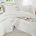 Litanika Oversized King Comforters Ivory Super King Size, 3 Pieces Lightweight Solid Bedding Comforter Set, All Season Fluffy Bed Set (120x120In Comforter & 2 Pillowcases)