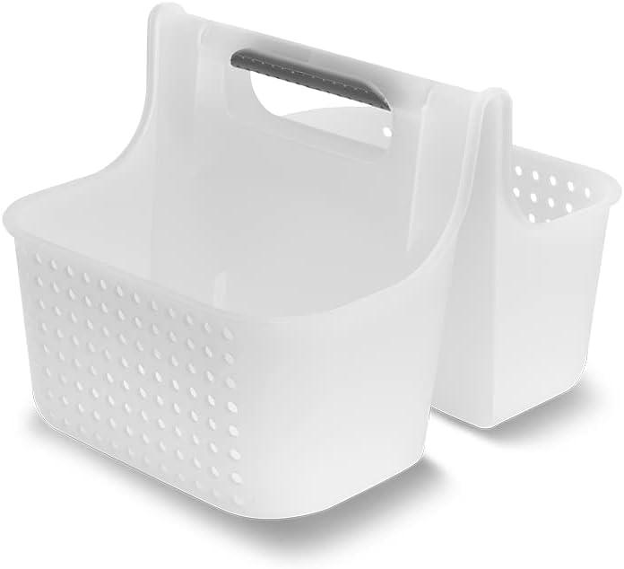 madesmart Large Soft Grip Tote, Under Sink Bathroom Storage, Multi-Purpose Home Organization, EPA Certified, Premium Antimicrobial White