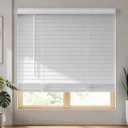 MYshade 2" Cordless Faux Wood Blinds, 61" W x 72" H, Slat Horizontal Blinds with Crown Valance, Room Darkening, Moisture Resistant, Window Blinds for Home Interior, White