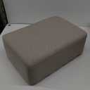 IBUYKE 16.54" Small Footstool, Linen Fabric Pouf, with Padded Seat Pine Wood Legs and Padded Rectangular Stool, for Bedroom, Linen RF-BD213