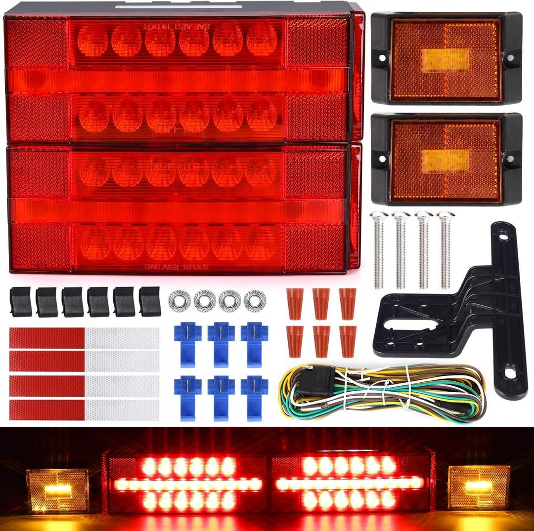 LINKITOM Submersible LED Trailer Light Kit, Super Bright Fully Waterproof Tail and Turn Signal Lights for Boat Trailer