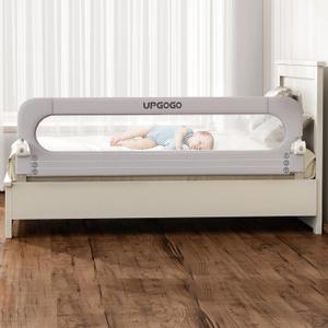 Folding Bed Rail for Toddlers, Baby Bed Rail Guard with Reinforced Anchor Safety System, Fit Bunk, Full Size, Queen, King, Twin(Grey,71"x23.6")