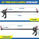 Bar Clamps for Woodworking, One-Handed Clamp/Spreader, 24-Inch Woodworking Clamps Set, Light-Duty Quick-Change F Clamp with 130 lbs Load Limit, 2-Pack