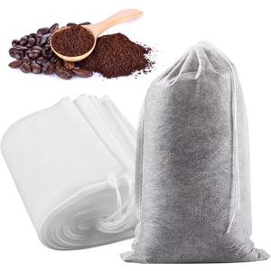 Yzurbu 200pcs 4''x6'' Cold Brew Coffee Filter Bags, No Mess Disposable Filter Bag with Drawstring for Coffee Grounds & Ice Tea