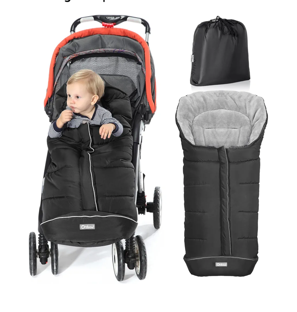 Orzbow Warm Bunting Bag Universal, Stroller Sleeping Bag Cold Weather, Waterproof Toddler Footmuff (Black, Large)