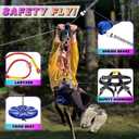 CTSC Zipline for Kids and Adult, Zip line Kits for Backyard with Stainless Steel Spring Brake, Cable Tensioning Kit, Safety Harness, 2 Tree Protectors and Full Set of Zip line Accessories, 80 FT