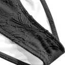 VOLAFA Triangle Bikini Set for Women Halter Swimsuit Beaded Solid Tie Textured Cheeky Swimwear Two Piece Bathing Suit (Black, M)