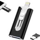 FileNest 4-in-1 USB Flash Drive for iPhone iPad, High Speed Photo Stick External Memory Storage, Thumb Drive Backup USB Memory Stick for Photos and Videos, Compatible with Android PC (Black, 64GB)