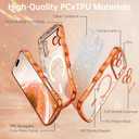 2 x BENTOBEN for iPhone 17 Pro Case Clear, [Compatible with MagSafe][Full Camera Protection][Cute Wave Frame][DIY Glitter Cardstock] Electroplated Wavy Shockproof 17Pro Phone Case 6.3", Cosmic Orange