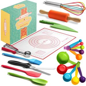 Young Chefs Cooking and Baking Set for Kids  19 Pieces Real Baking Set  Giftable Sets for Girls and Boys  Stocking Stuffers for Kids Cooking Sets Real 8-12 Years