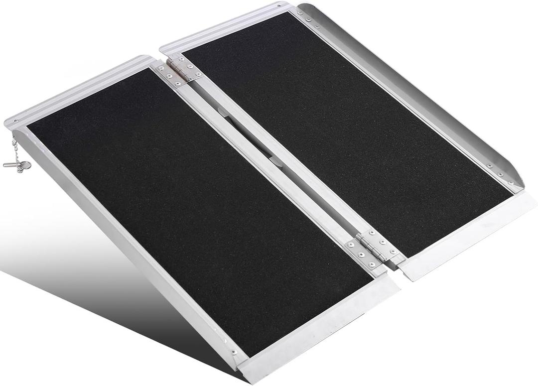 3FT Portable Wheelchair Ramp Anti-Slip Aluminum Folding Portable Ramp 800LBS Capacity Folding Non-Slip Aluminum Handicap Ramp, for Home Steps, Stairs, Doorways, Car, Curbs(3FT Using Height 3-9inch)