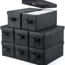 UENTIP CD Storage Box - Pack of 8 CD Case Storage - 13.2" x 5.9" x 5.3", Container holds 30 CDs in full jewel cases, 60 CDs in slim cases, and 165 discs in CD sleeves - Black (8pack-black)