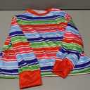 5 Sizes for 2-11Y Unisex Rainbow Striped Long Sleeve Shirt Soft Material Crewneck Shirt for Chucky Costume (XS)