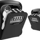 TTRWIN Key Lock Box, Resettable 4 Digit Combination Spare Key Safe LockBox, Waterproof Key Storage Security Lock Box Hide 5 Keys, Wall Mounted Lock Box for Outside, Home, Office, Garage, Black, 2 Pack