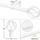 White Curtain Rods for Windows 66 to 120, Heavy Duty Curtain Rod Set with Cage Finials, 5/8" Diameter Decorative Curtain Rods for Outdoor Patio, Sliding Glass Door, Bedroom, Living Room