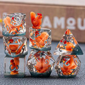 DND Resin Chick Dice Set, D&D Polyhedral Dice for Dungeons and Dragons RPG, MTG Role Playing Games D and D Dice 7pc D20 D12 D10 D8 D6 D4 for Ages 15 and Up