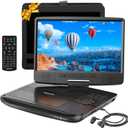 Megatek 12.5" Portable DVD Player with Headphones, Extended 6-Hour Battery, 10.5" HD Swivel Screen, Supports CD/DVD/USB/SD Card, Car Headrest Mount, Car Charger, AC Power Adapter, Remote Control
